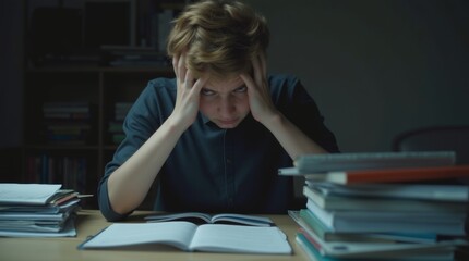 stressed student sitting at a desk