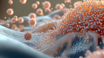 Intricate and Detailed Microscopic View of Cellular Structures with Vibrant Colors and Texture