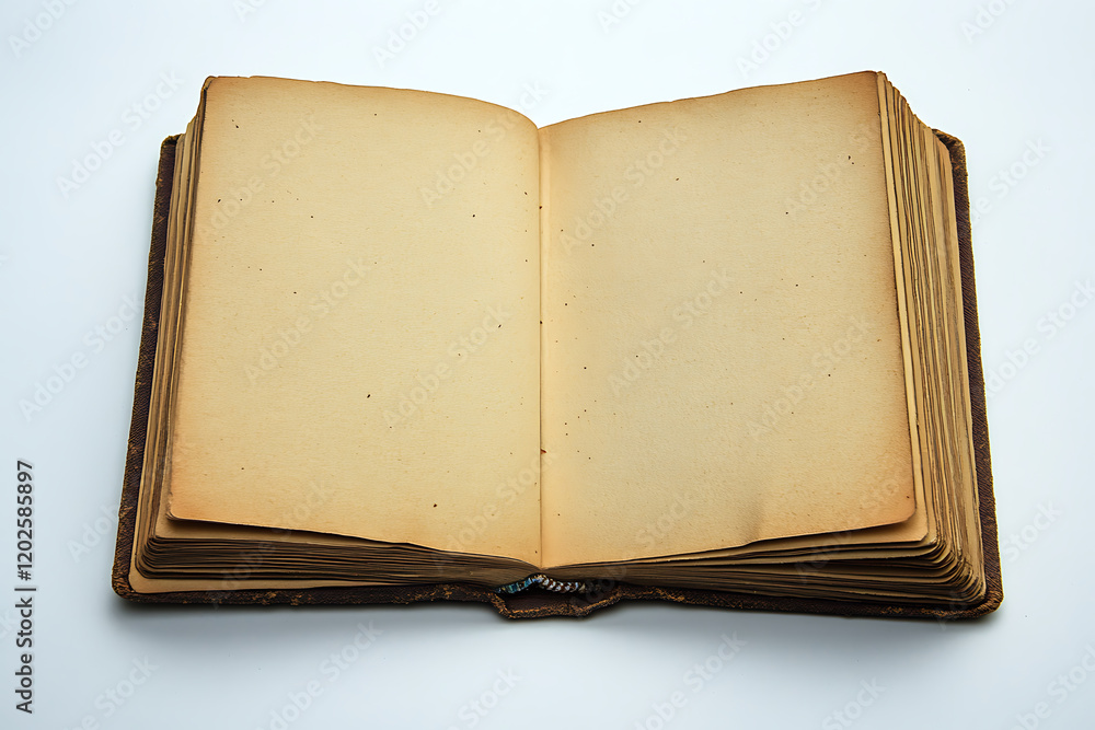 Poster open book with blank pages isolated a white background