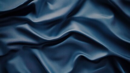 Fototapeta premium Abstract dark blue fabric texture with soft folds and waves.