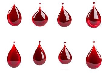 Set of red blood drop splash isolated a white background