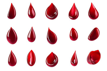 Set of red blood drop splash isolated a white background