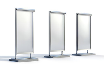 Set of sidewalk advertising stands isolated a white background