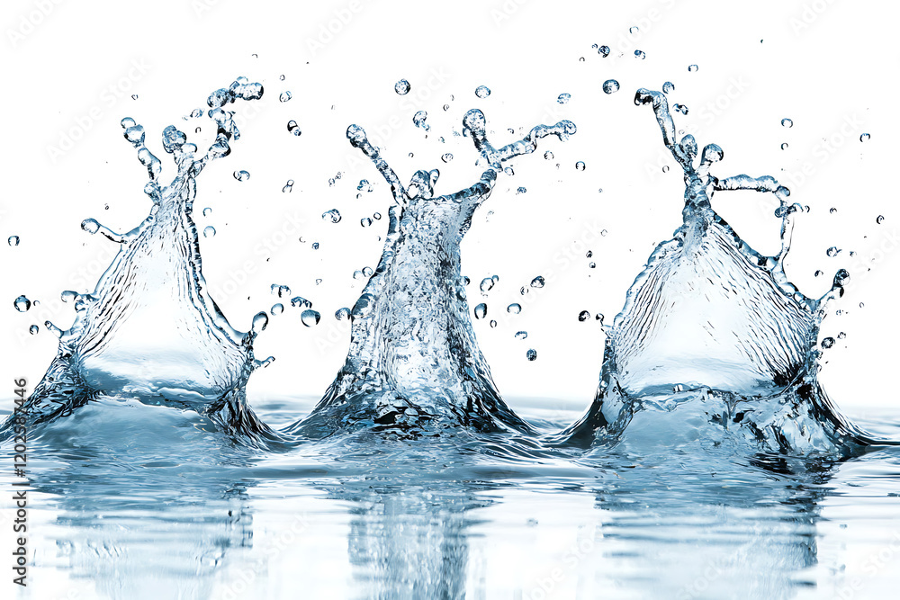 Poster set of splashing water isolated a white background