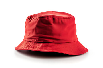 Red bucket hat isolated a white background