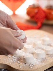 sweet dumping or tangyuan traditional Chinese new year food .