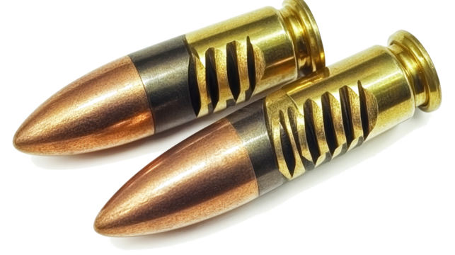 Collection of Brass Bullets on Transparent Background Generative AI