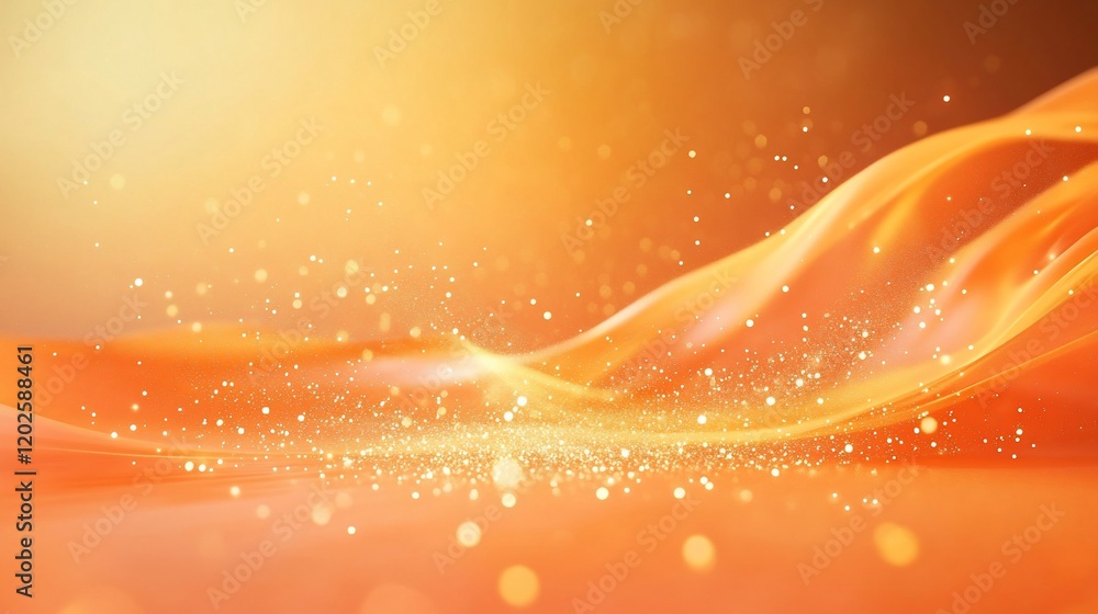 Poster abstract orange background with swirling lines and bokeh effect for a warm feeling