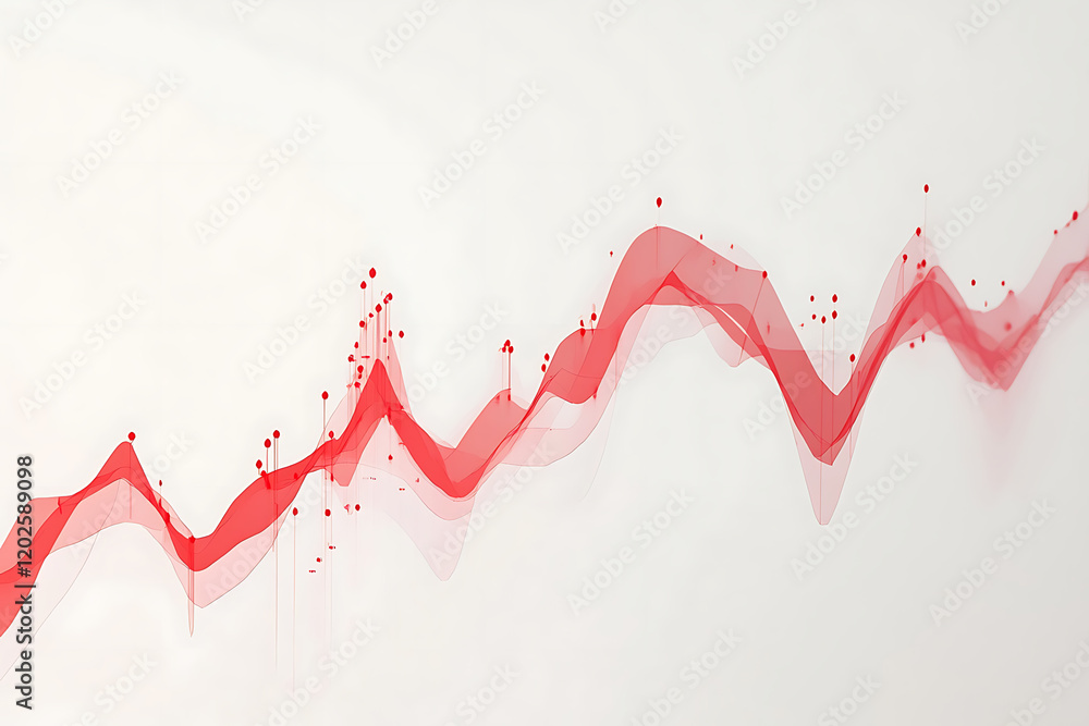 Aufkleber red upward arrow graph showing rising trend isolated a transparent background