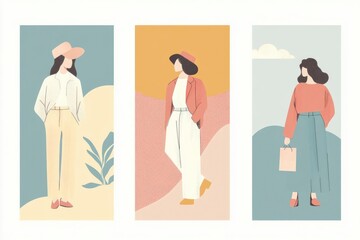 elegant business illustration set minimalist style pastel palette
