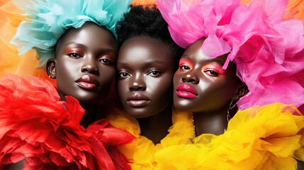 Obraz premium Fashion photoshoot showcasing seasonal designs with diverse models