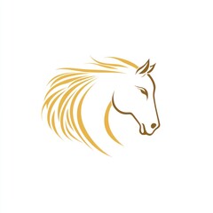 Elegant Horse Head Profile, Golden Mane, White Background, Equestrian Art