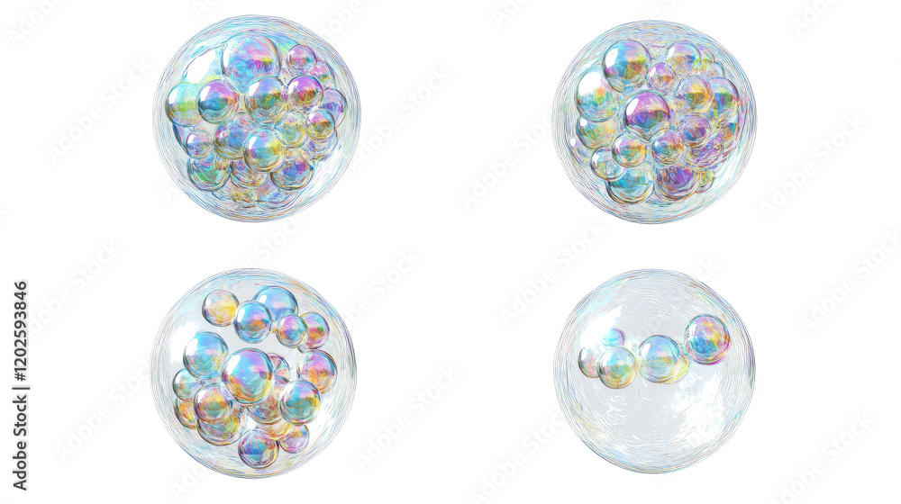 Poster bubbles in clear water on transparent background generative ai