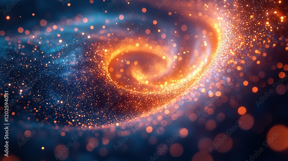 Poster a clearer image showing a spiral object in a blue-yellow background