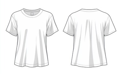 Fototapeta premium Front and back view of a white, short-sleeved t-shirt.