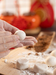 sweet dumping or tangyuan traditional Chinese new year food .