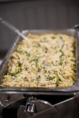 Banquet tray of creamy carbonara