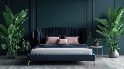 Stylized image of luxury bedding displayed on a modern bed frame