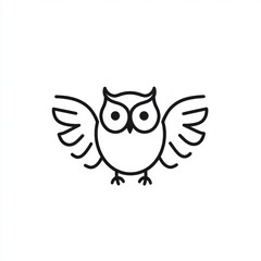 Obraz premium Cartoon owl spreading wings, white background; children's book illustration