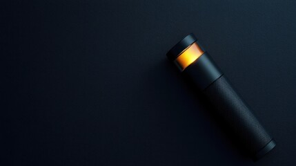 Illuminated cylindrical lamp on dark background, glowing softly