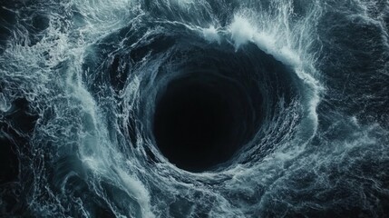 Ocean vortex, dark churning water, powerful waves, nature's fury. Possible use stock photo