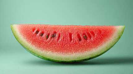 A fresh, vibrant slice of watermelon against a pastel background.