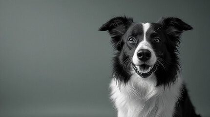 Fototapeta premium Portrait of a happy Border Collie dog. Friendly, playful, intelligent canine. Perfect for pet, animal, and dog related projects.