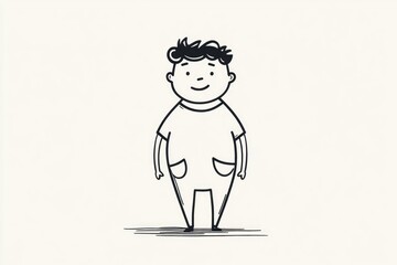 Fototapeta premium simple line art depicting person with empty pockets