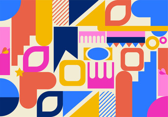 Simple flat geometric pattern white background vector design