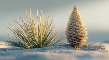 Coastal pine cone plant winter sunrise dune decor