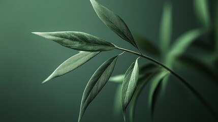 Obraz premium Green leaves, studio shot, dark background, nature, botanical, design