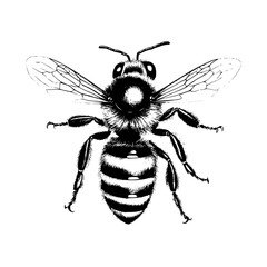 Intricate details of a bee showcasing nature's artistry in black and white