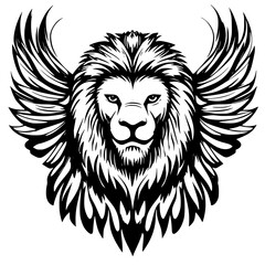 Obraz premium Majestic winged lion symbolizing strength and freedom in bold artistic design