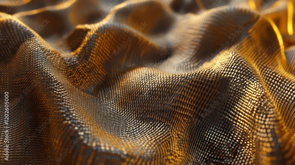 Poster Abstract gold textured surface with wavy pattern.
