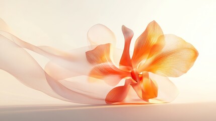 Naklejka premium Orange flower, silk fabric, studio, soft light, beauty