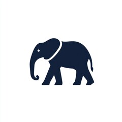 Obraz premium Elephant walks on white, an animal symbol used in designs or as icon
