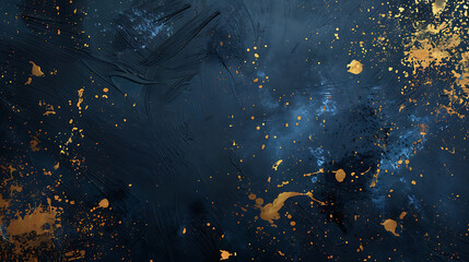 Abstract Navy Blue and Gold Acrylic Painting Texture