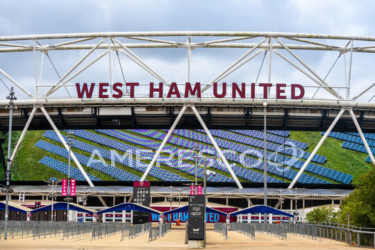 London, United Kingdom - November 13, 2024: Stadium of West Ham United Football Club, a professional football club based in Stratford, East London. 