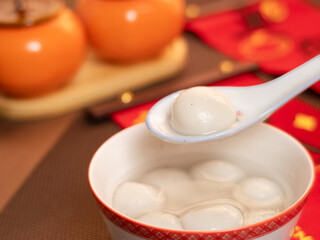 sweet dumping or tangyuan traditional Chinese new year food .