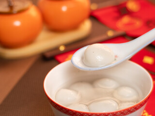 sweet dumping or tangyuan traditional Chinese new year food .