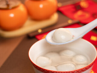 sweet dumping or tangyuan traditional Chinese new year food .