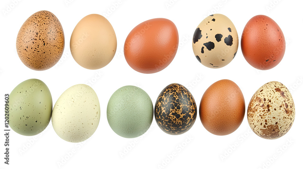 Poster colorful chicken eggs in various patterns generative ai