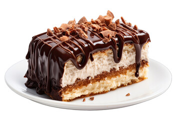 A Piece Of Delicious Cake With Melted  Chocolate Isolated On Transparent Background 2