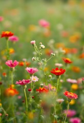 Obraz premium Bright Wildflowers Blooming in Prairie