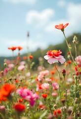 Colorful Wildflowers in Green Field