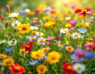 Fototapeta premium Colorful Wildflower Landscape in Spring