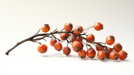 Orange berries branch studio shot, autumnal design element