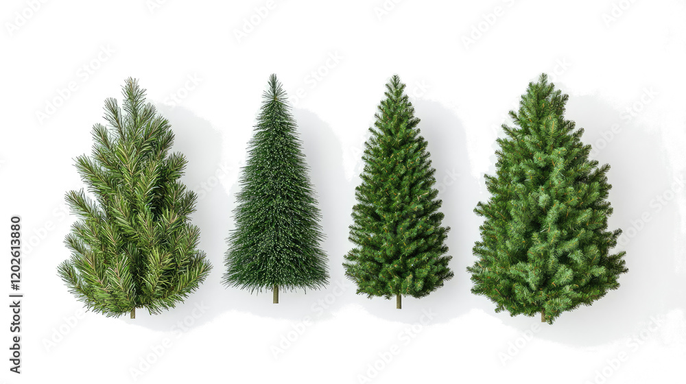 Poster christmas trees on transparent background generative ai