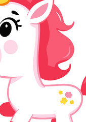 Cute Cartoon Unicorn Jumping and Smiling, Adorable Vector