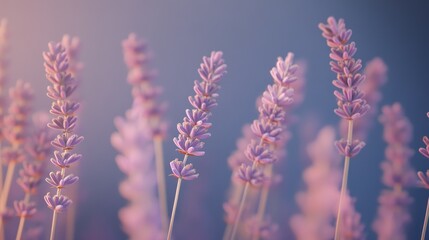 Obraz premium Sunset Lavender Field Closeup, Provence, France, Calm